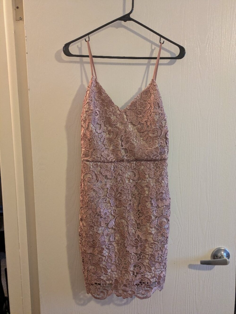 Express Sleeveless Rose Lace Layover Slip Dress Size 2 Pink Spaghetti Strap